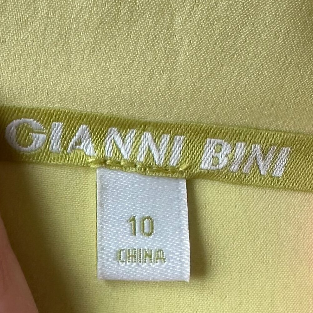 EUC Gianni Bini Square Neck Ruffled Linen Blend Crop Jumper in Yellow - Size 10 - Picture 9 of 11